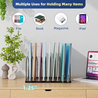 Simple Trending 9 Section Metal File Sorter Organizer for Desk Home Office, Black