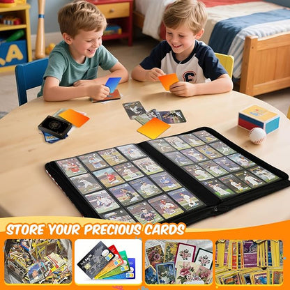 Premium Card Binder 16 Pocket, 1000+ Cards PU Cover Trading Card Binder Side Loading Card Collection Album Holder Folders for MTG, TCG, Game Cards & Sports Cards, Kpop (black)