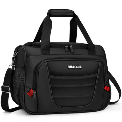 MIAOJIE Underseat Carry On luggage Bag Airplanes Personal Item Bags Weekender Overnight Travel Tote Bag Shoulder Small Softside Carry on Luggage Travel Duffel Bags For Men Women -16 IN Black