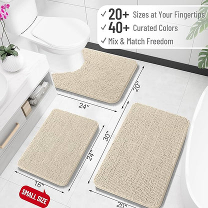 OLANLY Bathroom Rugs 34x21, Extra Soft Absorbent Chenille Bath Rugs, Rubber Backing Quick Dry, Machine Washable Bath Mats for Bathroom Floor, Tub and Shower, Home Decor Accessories, Sand