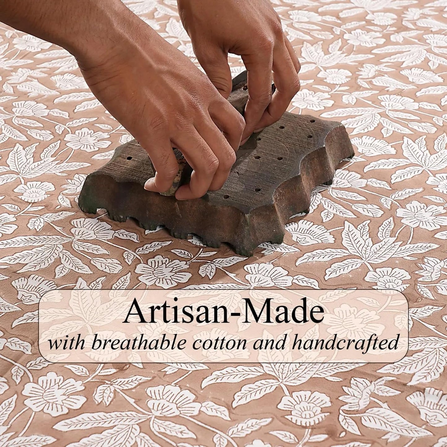 Ridhi Oak Brown Hand Block Print 100% Cotton Reusable Table Runner 16" X 106" Inches Table Runner Decorative Everyday Use for Dining, Home, Party, Wedding, Halloween, Christmas, Thanksgiving