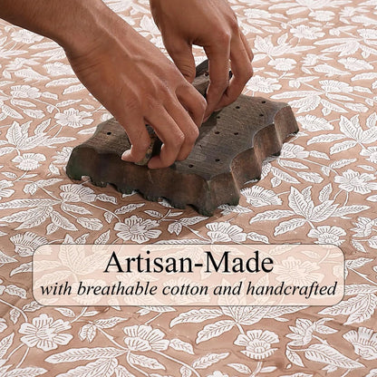 Ridhi Oak Brown Hand Block Print 100% Cotton Reusable Table Runner 16" X 106" Inches Table Runner Decorative Everyday Use for Dining, Home, Party, Wedding, Halloween, Christmas, Thanksgiving