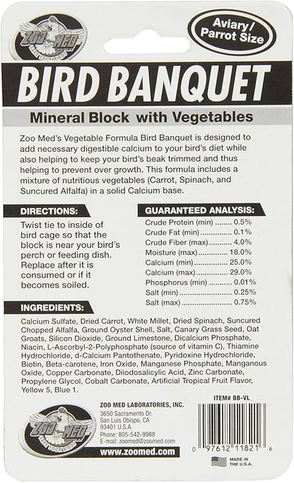 Zoo Med (3 Pack) Mineral Block with Vegetables Bird Banquet, 5-Ounce Each