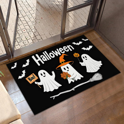 CXULIN Cute Ghosts Door Mats Indoor,Halloween Black Bats Front Door Mat Non-Slip Low Profile Welcome Mat for Outdoor Entrance Indoor Rug Mat Home Patio, Porch, Hallways Floor 30 x 17 Inch