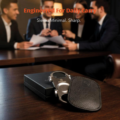 Guillotine Cigar Cutter – Premium Guillotine Cigar Cutter with Stainless Steel Finish, Dual-Ring Ergonomic Grip, Compact Travel-Friendly Design, PU Leather Pouch, Gift-Ready Box – Ash & Ember