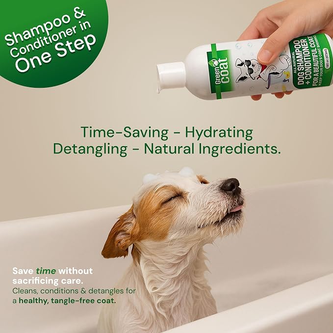 2-in-1 Dog Shampoo & Conditioner, Caviar Extract, Aloe & Bergamot for Sensitive Skin, Deep Shine + Detangler, Hydrating Luxury Dog Wash, 16oz, Made in USA
