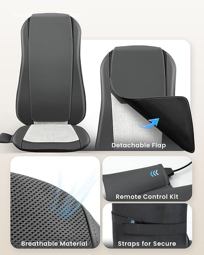 COMFIER Back Massager with Heat,Full Back Massager for Chair with 2 Shiatsu Speeds,Heated Chair Massage Pad with Spot,Massage Seat Pad for Home Office use,Gifts for Women Men Mom Dad