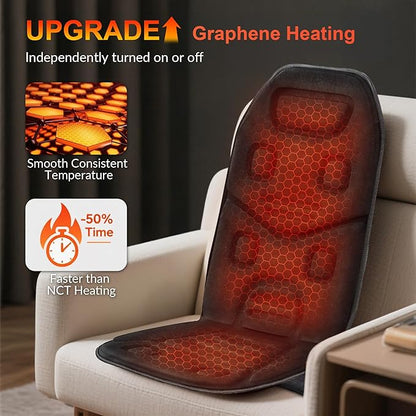 COMFIER Massage Seat Cushion with Heat - 10 Vibration Motors, Back Massager for Chair, （Vibration Massage Only, Not Shiatsu/Rolling,Massage Chair Pad for Back Ideal Gifts for Men, Women (Renew)