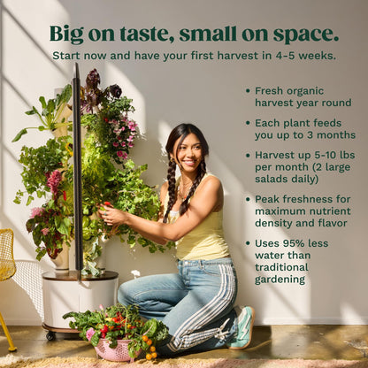 New & Improved! Gardyn Studio 2 Hydroponics Growing System - 16 Non-GMO Plants, Herbs, Vegetables - Smart Tower - Hydroponic Herb Garden Planter Indoor Kit - Indoor Gardening System w/Grow Lights