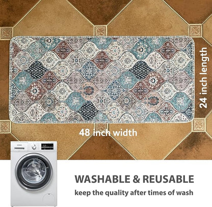 nunubaby Washable Pee Pads for Dogs, Stylish, Non-Slip and Leak-Proof Pee Pads. Reusable Potty Pads for Dogs for Crates and Floors.(Dark Red/Multi,24" x48" )