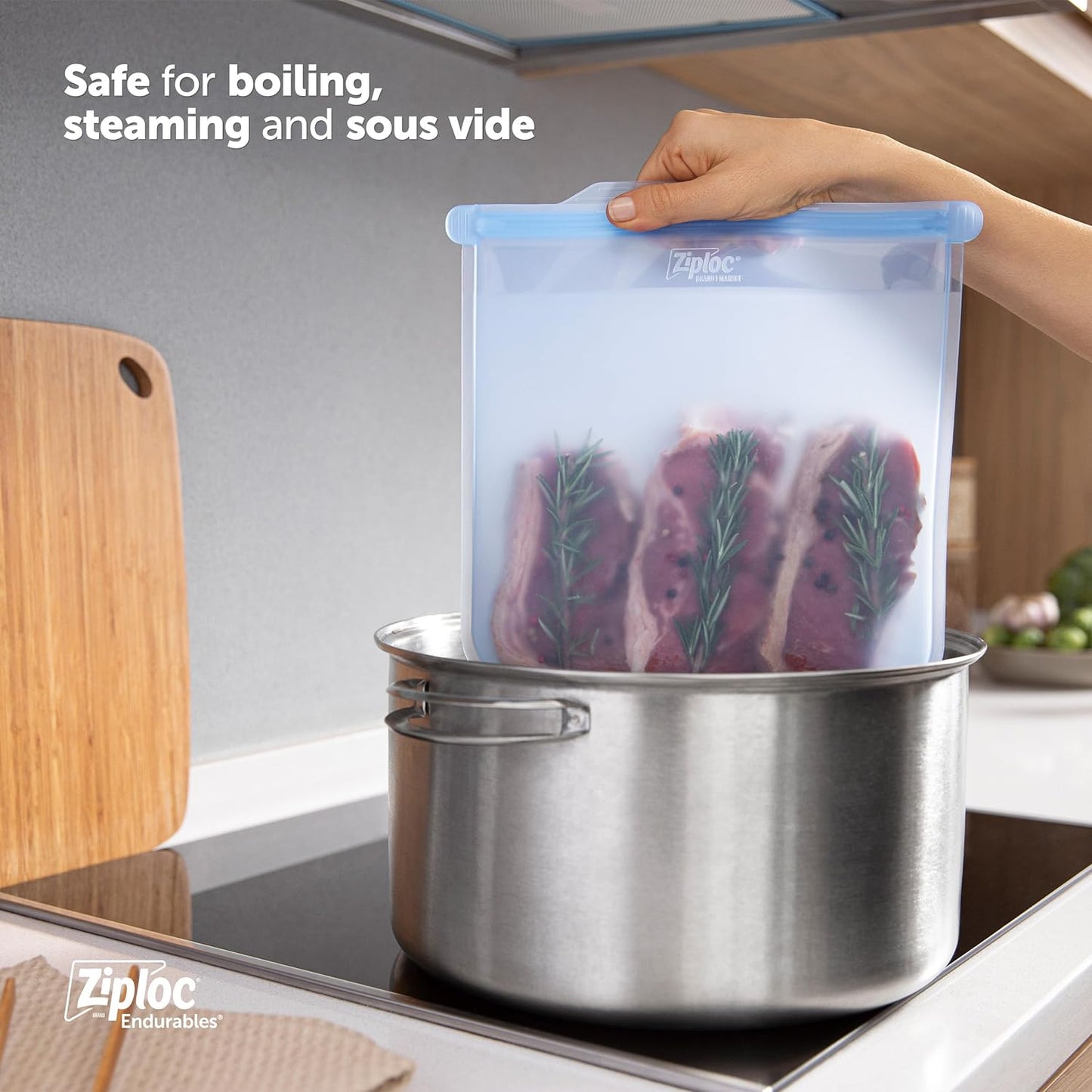 Ziploc Endurables Large Pouch and Medium Container, Reusable Silicone Bags and Food Storage Meal Prep Containers for Freezer, Oven, and Microwave, Dishwasher Safe