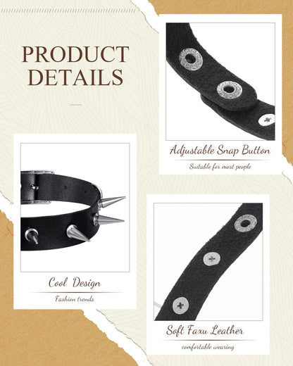 Sasylvia 20 Pcs Punk Leather Choker Necklaces Bulk Gothic Spiked Choker Set for Women Adjustable Black PU Leather Goth Studded Rock Necklaces Rivet Spike Halloween Costume Cosplay Accessories