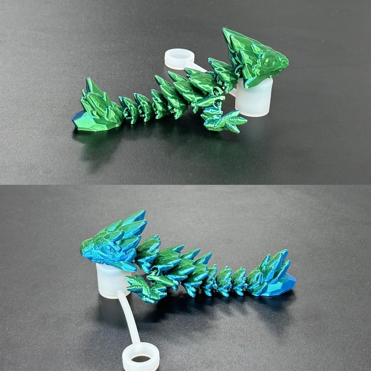 MITCHENIFY Dragon Straw Cover Cap Compatible with Stanley 30 & 40oz Straw Cup, Silicone Straw topper with 3D Printed Dragon, Cool Tumbler Accessories (Green-Blue), Halloween Decorations
