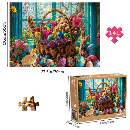 TangMosaic Puzzles for Adults 1000 Pieces, Jigsaw Puzzle for Adults, Fun Challenging Puzzle, A Basket of Easter Egg Wonders Puzzles Game, Interlock Perfectly No Dust, Gifts for Easter Earth Day