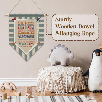 RUKUPA Kids Positive Affirmations Wall Art Decor, Playroom Hanging Pennant Flag, Inspirational Retro Nursery Wall Art Poster Hanger for Kids Boys Girls Room Bedroom Playroom Decor, 11x15 Inch