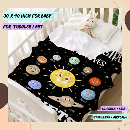 ARTBLANKET Just A Girl Who Loves Planets Throw Blanket Fannel Fleece Super Soft Funny Blanket Travel Throw Blanket for Bed Couch Sofa 40 x 30 Inch for Baby
