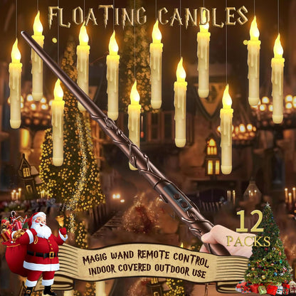 SOONEEDEAR Harry Floating Battery Operated Flameless Hanging Candle Lights with Potter Magic Wand Remote, Floating Candles with Remote, Hanging Decor for Home Classroom Birthday Party Church