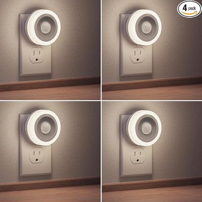 Briignite Motion Sensor Night Light, 4 Pack, Night Lights Plug into Wall, Auto On/Off Motion Activation Nightlight, Energy-Saving 0.6W LED, Daylight White, Ideal for Kids, Bedroom, Bathroom