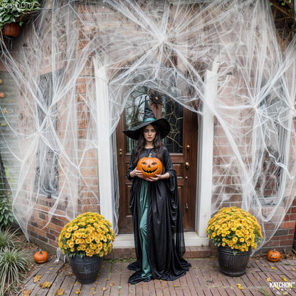KatchOn, Glow in The Dark Halloween Spider Web - Halloween Glow in The Dark Decor | Super Stretch Cobweb for Creepy Party Supplies | Creepy Decorations Indoor Outdoor