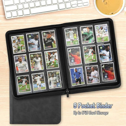 Trading Card Binder, Premium 9 Pocket Double Sided 540 Pocket PU Card Collection Binder, Collectible Trading Card Albums for MTG, TCG, Sport Card, Game Cards (Black)