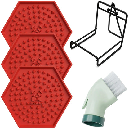 Silicone Coasters for Drinks – 3 Pack Large Red Coaster Set with Holder & Cleaning Brush, Heat Resistant Trivet Coasters, Non-Slip, Jar Opener, Hot Pad – PandaXGear (3 Pack - RED)