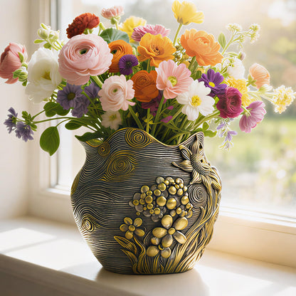 ArtCachet Sunflower Starry Sky Plant Pots & Ceramic Flower Vase Home Decor，Plant Pots for Outdoor Garden Decor ，Plant Gifts for Mother's Day, Birthday, Christmas& Home Art Decoration