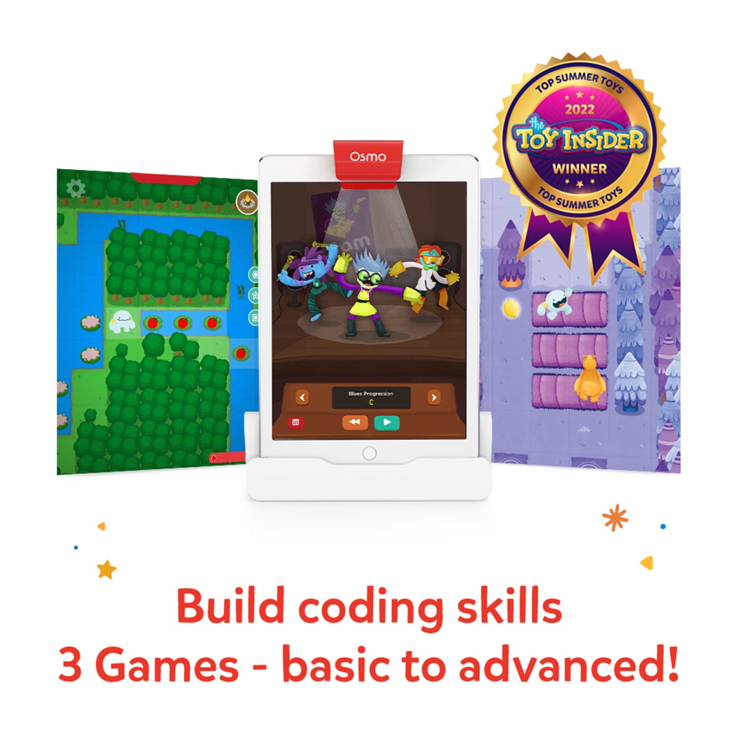 Osmo - Coding Starter Kit for iPad-3 Educational Learning Games-Ages 5-10+ Learn to Code, Basics Puzzles-STEM Toy-Logic, Fundamentals(Osmo iPad Base Included)