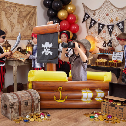 Cunhill Inflatable Pirate Ship Cooler Summer Inflatable Cooler for Birthday Gasparilla Party Decorations Pool Party Supplies Food Tray Beverage Serving Containers Ice Holder