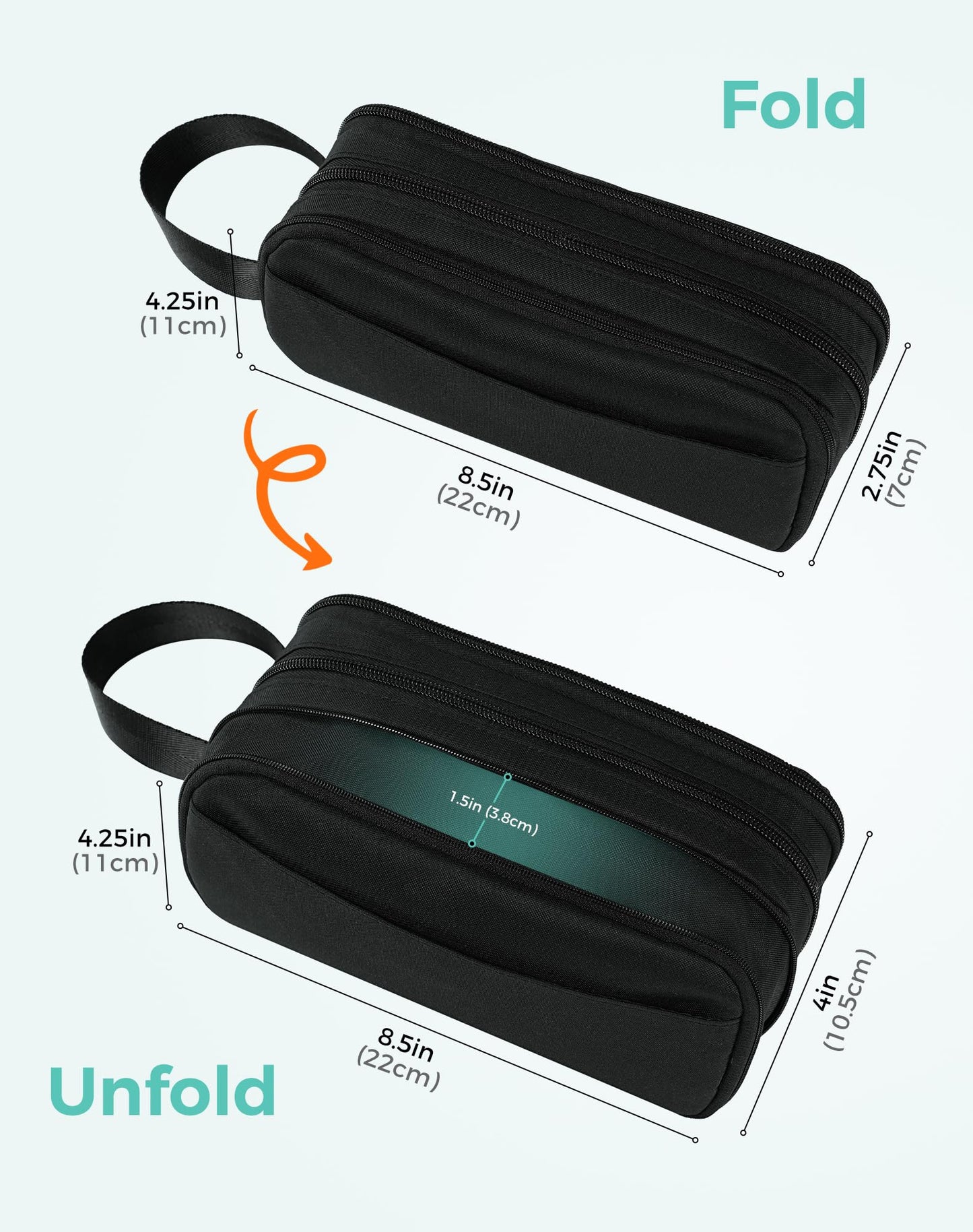 Fmeida Pencil Case Pouch Expandable - Extra Large Pencil Pouch Aesthetic Pencil Bag Office Stationery Organizer with Handle for Men Women Kids Back to School Supplies - Business Black
