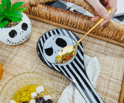 Silver Buffalo Disney The Nightmare Before Christmas Jack Skellington Ceramic Spoon Rest Holder | Kitchen Organizer For Utensils To Keep Countertop Clean