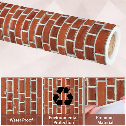 Qyeahkj Red Brick Bulletin Board Paper Roll Fireplace Bulletin Board Background Paper Fade Resistant Chimney Classroom Decoration Poster Art Craft Home Wall Education Decoration Supplies 17.7in x 20ft