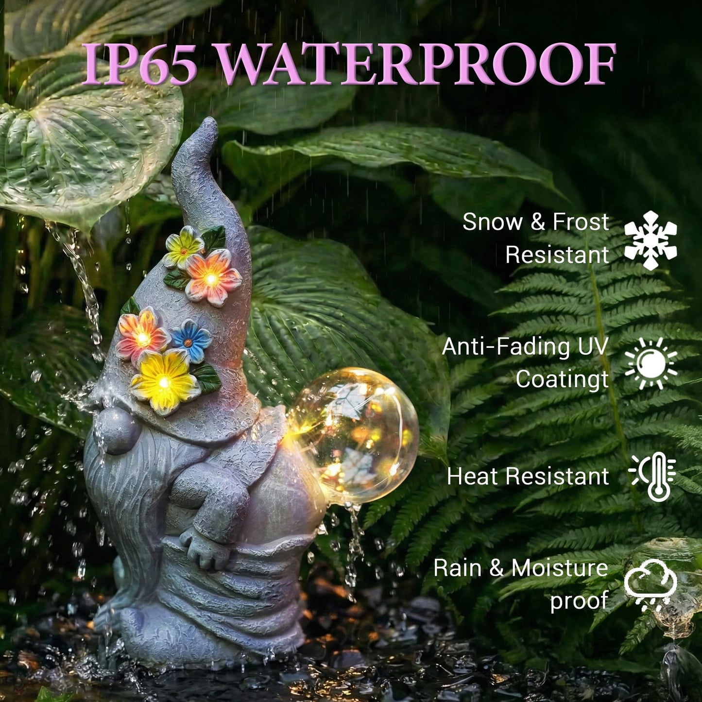 Acgarten Solar Funny Garden Gnome Statue: Outdoor Lights Decorations