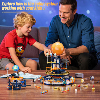 JAKI Solar System Building Set - Electric Solar System Model with Dynamic Lighting and Real Rotating Effects, STEM Educational Space Toy for Teens and Adults, Home Office Decoration.
