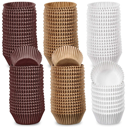 Zonon 1000 Counts Cupcake Liners for Baking Liners Paper Cupcake Wrappers Bulk Cup Cake Cases Muffin Baking Paper Cups for Candy Cooking(Brown White Nature,1.97 Inch-Standard Size)