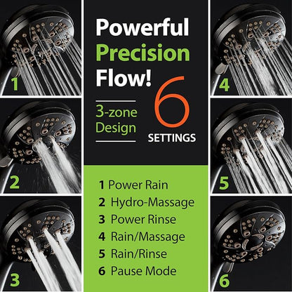 AquaDance For California High Pressure 6-Setting Oil Rubbed Bronze Face Handheld Shower with Hose for Ultimate Shower Experience! Officially Tested to Meet Strict US Quality & Performance Standards!
