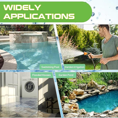 Sump Pump 1HP Submersible Water Pump 3700GPH Electric Portable Transfer Water Pump for Pool Draining Basement, Green