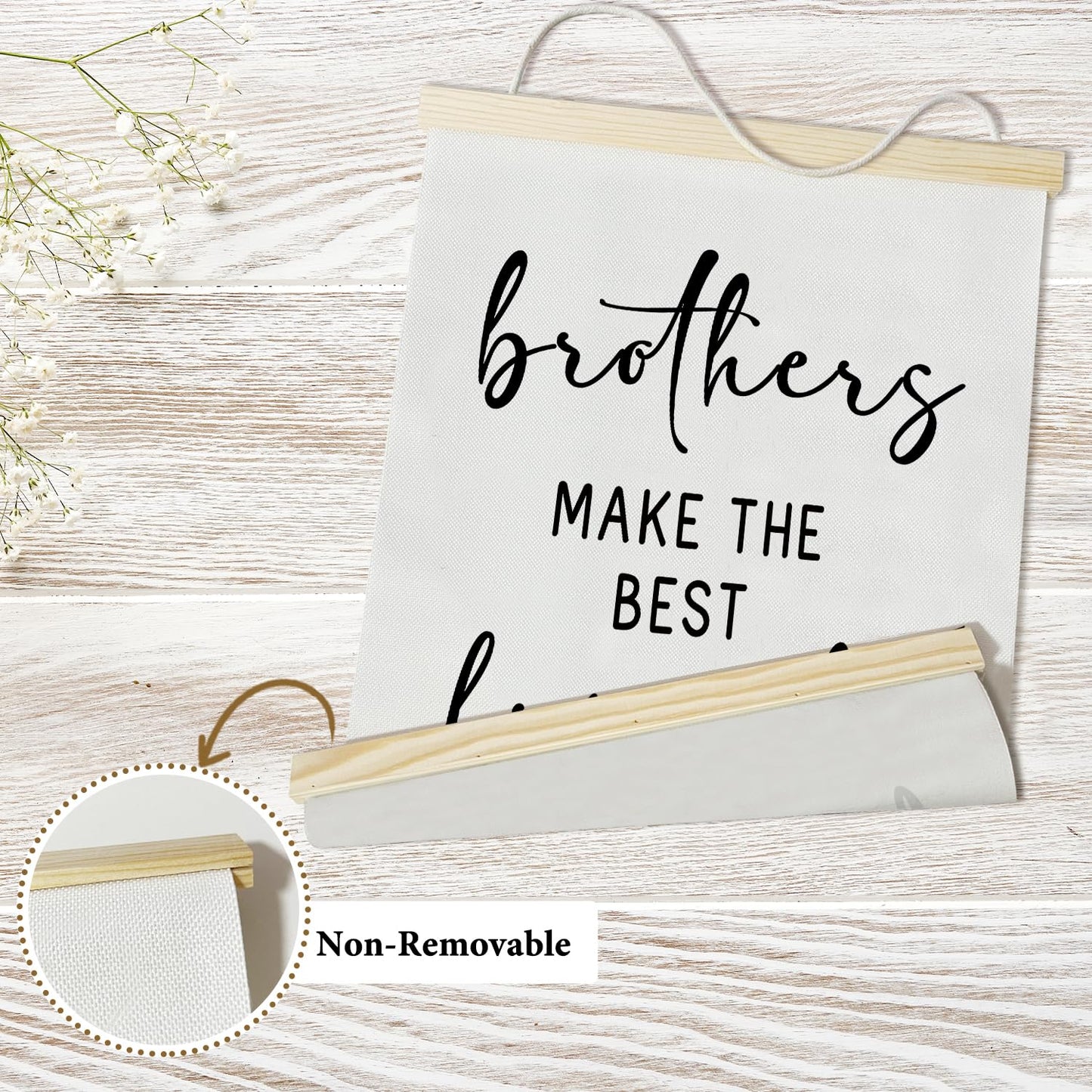 Nopoben Brothers Poster Hanger Frame - Brothers Make the Best Friends, Kids Room Wall Art With Wooden Poster Hanger, Playroom Boys Bedroom Game Room Decor(12x16 Inches)-06
