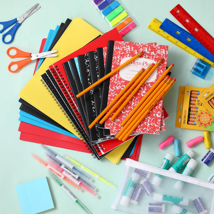 Gilprop 352 Pcs School Supply Kit 4 Set Back to School Supplies for Students Essential Bundle Kit Include Pencil Notebook Ruler Glue Scissor Sticky Note Eraser Pencil Sharpener
