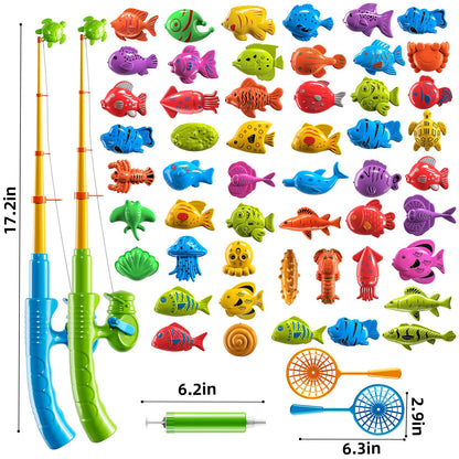 PEADUCK Magnetic Fishing Toys Game Pool Toys Set for Kids 3-5, Water Table Bathtub Toys with Pole Rod Net Plastic Floating Fish, Outdoor Toys for Kids Boys Girls Age 3 4 5 6 7 8 Year Old