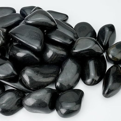 NUPICK 45lb Black River Rocks for Outdoor Landscaping, 1-2 Inch Pebbles for Indoor Plants, Natural Polished Aquarium Gravel, Decorative Rocks for Succulent, Garden, Vases Fillers, Bird Baths