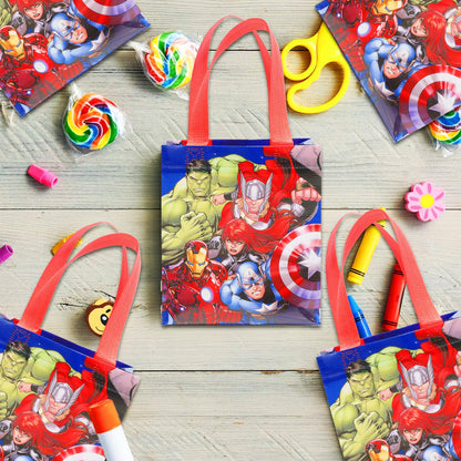 Marvel Avengers Party Favor Bags Set – 24 Pack of 8" Avengers Party Goodie Bags for Kids Bulk Reusable Totes | Marvel Avengers Birthday Party Supplies