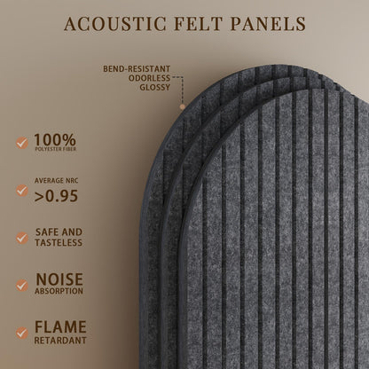JBER Large Arched Felt Bulletin Board 36" x 24" - 6 Pack Felt Wall Tiles, Cork Board Alternative to Use in Office & Home Decor, Classroom Decor, Vision Board to Display Your Photos(Dark Gray)