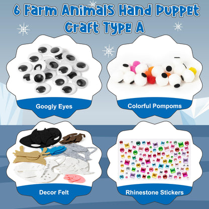 WATINC 6Pcs Hand Puppet Making Kit, Art Craft Felt Sock Puppet Toys, Creative DIY Make Your Own Pompoms Wiggle Googly Eyes Storytelling Role Play Party Supplies Gift for Girls Boys (Polar Animals A)