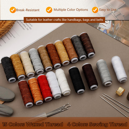 CBHGFEA Leather Working Kit, Leather Working Tools with Custom Storage Bag, leathercraft Supplies, Sanding Supplies for DIY Handicraft Making and Repair
