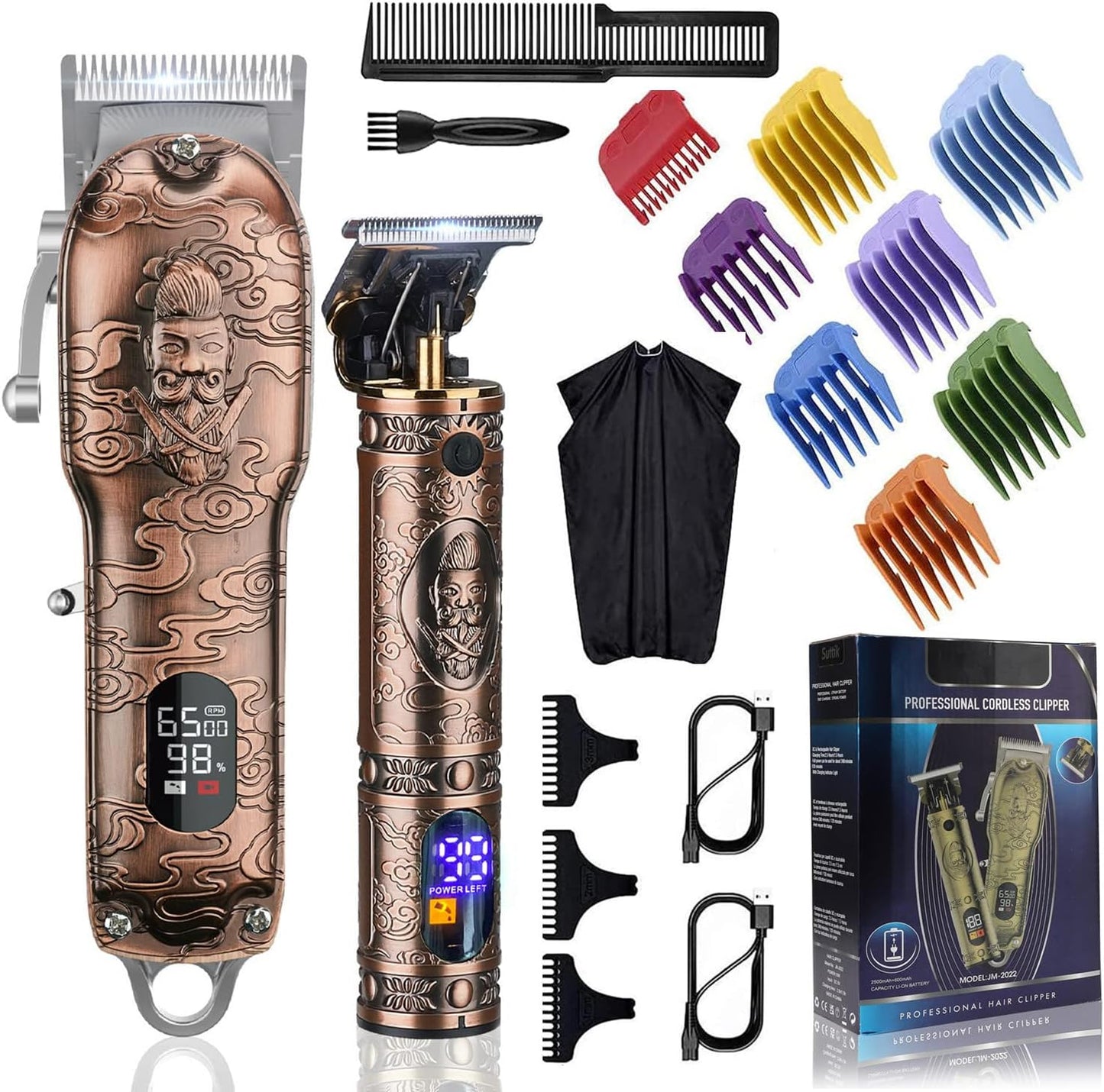 RESUXI Hair Clippers for Men with Barber Trimmer Set,Professional Haircut Clippers for Hair Cutting Grooming Kit,Cordless Beard Trimmer Hair Cutter Barber Accessories USB Rechargeable