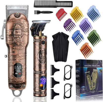 RESUXI Hair Clippers for Men with Barber Trimmer Set,Professional Haircut Clippers for Hair Cutting Grooming Kit,Cordless Beard Trimmer Hair Cutter Barber Accessories USB Rechargeable