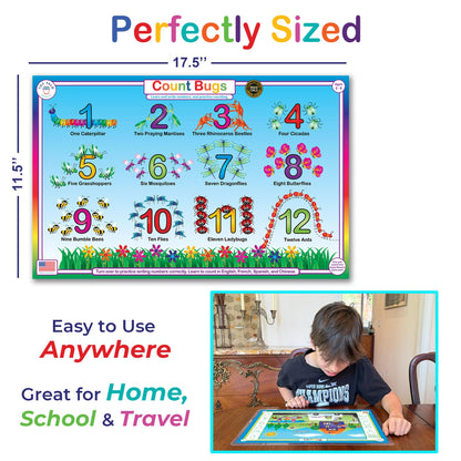 Tot Talk Early Learning Educational Placemat 4-Pack for Kids – Made in USA – Uppercase ABCs Alphabet, Lowercase ABCs, Numbers and Shapes – Durable, Double-Sided, Waterproof, Wipeable Learning Mats