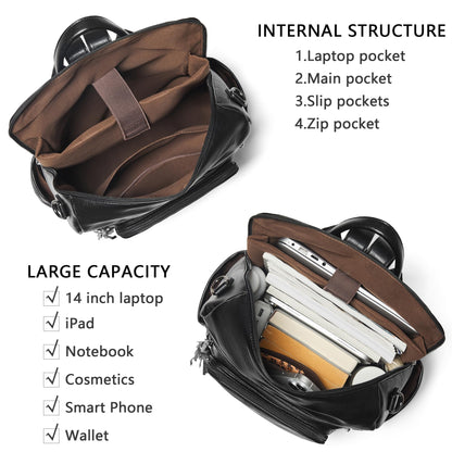 Shrrie Vegan Leather Laptop Backpack for Women 15.6 inch Work Backpack Fashion Travel Backpack Purse for Business College