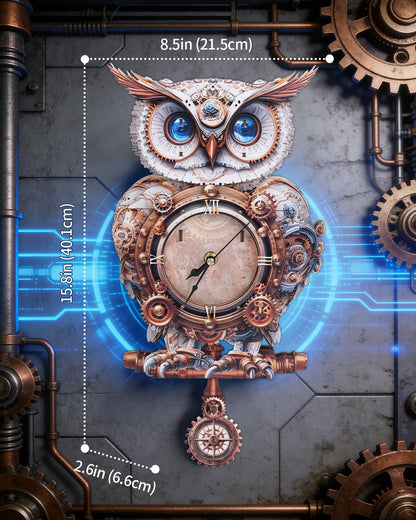 Rnfinewow 3D Wooden Puzzles for Adults, 3D Puzzle Owl Clock Kit (with Pendulum), Mechanical Owl 3D Puzzles for Adults Home Decor DIY Clock Puzzle Gifts for Women Men