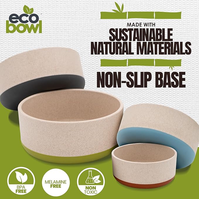 Palz&Co EcoBowl with Lid for Dogs & Cats, 48 oz Cinnamon - Natural Bamboo Pet Bowl with Non-Slip Base, Pet Food and Water Dish, Dishwasher Safe